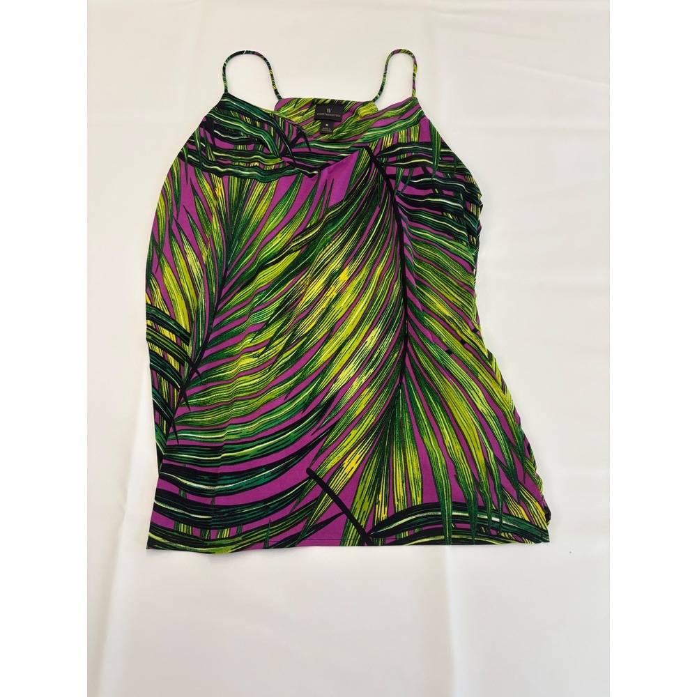 Worthington Size Medium Tropical Leaf Print Sleeveless Dress / Blouse Womens